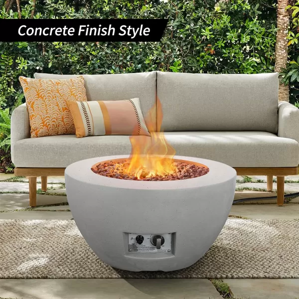 Kante Concrete Propane Fire Pit Table, 50,000 BTU Geometric Table with Tray Style Lid for Outside Patio Garden Decor, 25'' D X 18.5'' H Smokeless Gas Pit, Come Dust Covers, Charcoal 