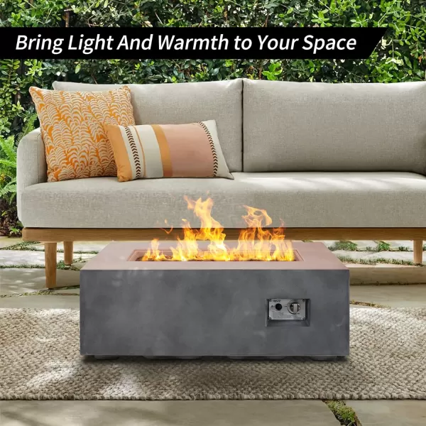 Kante Concrete Propane Fire Pit Table, 50,000 BTU Geometric Table with Tray Style Lid for Outside Patio Garden Decor, 25'' D X 18.5'' H Smokeless Gas Pit, Come Dust Covers, Charcoal 