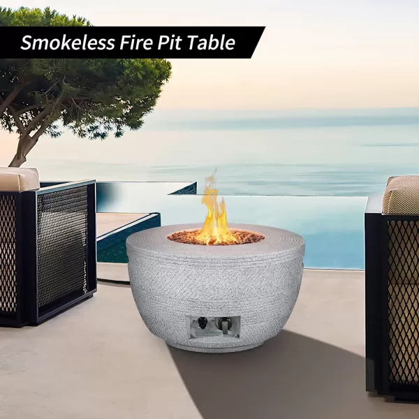 Kante Concrete Propane Fire Pit Table, 50,000 BTU Geometric Table with Tray Style Lid for Outside Patio Garden Decor, 25'' D X 18.5'' H Smokeless Gas Pit, Come Dust Covers, Charcoal 