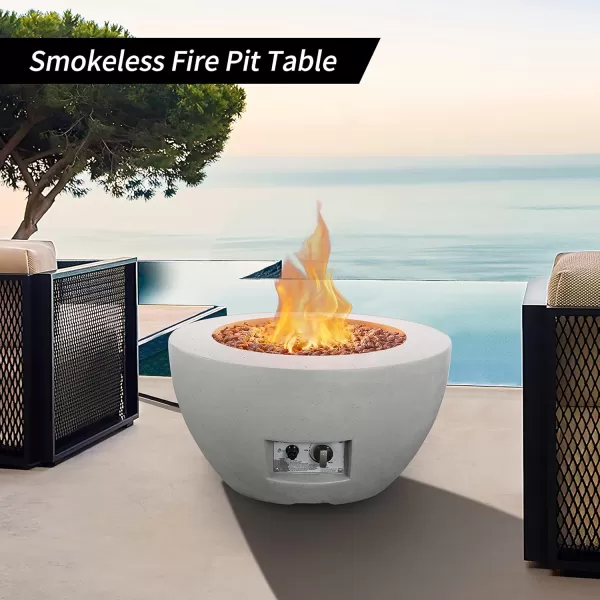 Kante Concrete Propane Fire Pit Table, 50,000 BTU Geometric Table with Tray Style Lid for Outside Patio Garden Decor, 25'' D X 18.5'' H Smokeless Gas Pit, Come Dust Covers, Charcoal 
