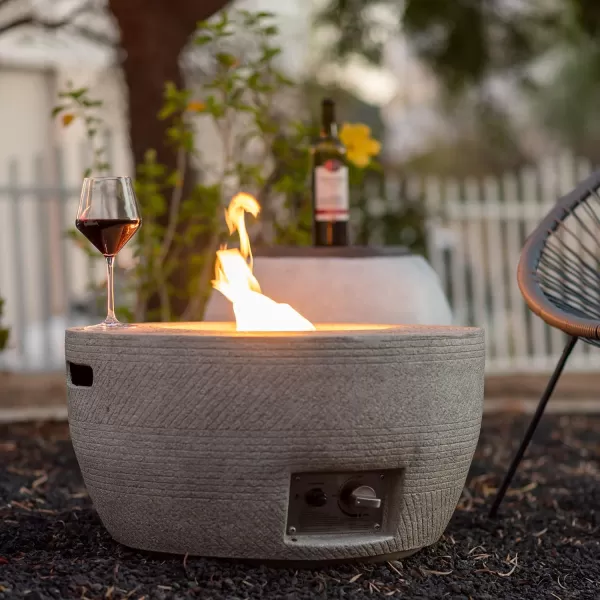 Kante Concrete Propane Fire Pit Table, 50,000 BTU Geometric Table with Tray Style Lid for Outside Patio Garden Decor, 25'' D X 18.5'' H Smokeless Gas Pit, Come Dust Covers, Charcoal 
