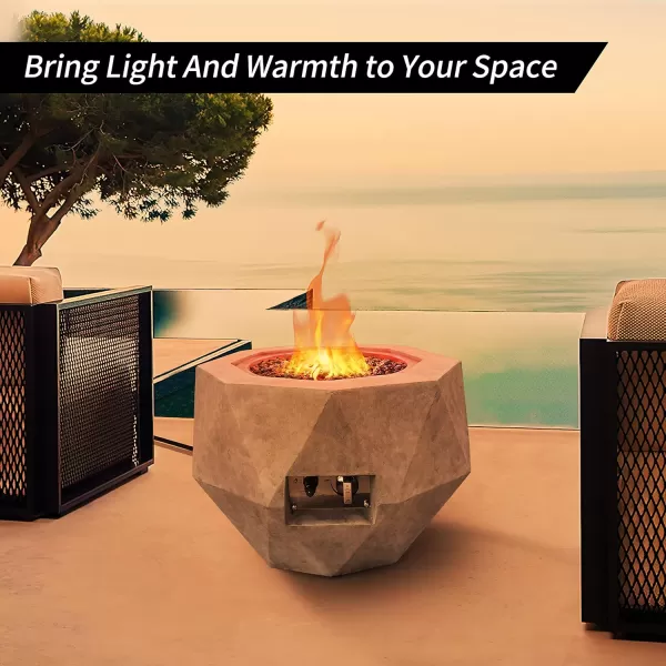Kante Concrete Propane Fire Pit Table, 50,000 BTU Geometric Table with Tray Style Lid for Outside Patio Garden Decor, 25'' D X 18.5'' H Smokeless Gas Pit, Come Dust Covers, Charcoal 