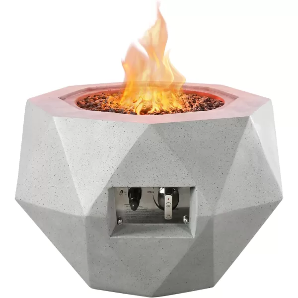 Kante Concrete Propane Fire Pit Table, 50,000 BTU Geometric Table with Tray Style Lid for Outside Patio Garden Decor, 25'' D X 18.5'' H Smokeless Gas Pit, Come Dust Covers, Charcoal 