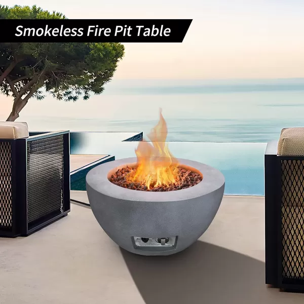 Kante Concrete Propane Fire Pit Table, 50,000 BTU Geometric Table with Tray Style Lid for Outside Patio Garden Decor, 25'' D X 18.5'' H Smokeless Gas Pit, Come Dust Covers, Charcoal 