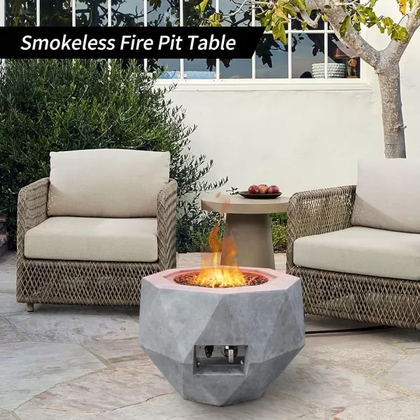 Kante Concrete Propane Fire Pit Table, 50,000 BTU Geometric Table with Tray Style Lid for Outside Patio Garden Decor, 25'' D X 18.5'' H Smokeless Gas Pit, Come Dust Covers, Charcoal 