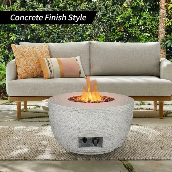 Kante Concrete Propane Fire Pit Table, 50,000 BTU Geometric Table with Tray Style Lid for Outside Patio Garden Decor, 25'' D X 18.5'' H Smokeless Gas Pit, Come Dust Covers, Charcoal 