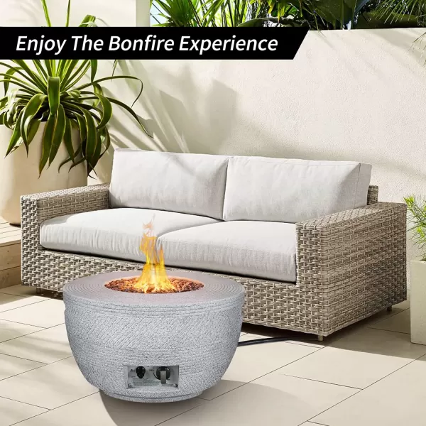 Kante Concrete Propane Fire Pit Table, 50,000 BTU Geometric Table with Tray Style Lid for Outside Patio Garden Decor, 25'' D X 18.5'' H Smokeless Gas Pit, Come Dust Covers, Charcoal 