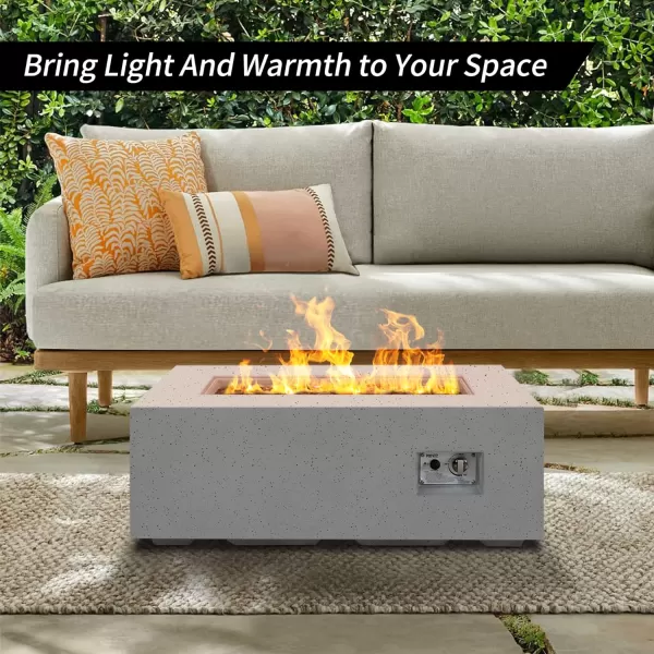 Kante Concrete Propane Fire Pit Table, 50,000 BTU Geometric Table with Tray Style Lid for Outside Patio Garden Decor, 25'' D X 18.5'' H Smokeless Gas Pit, Come Dust Covers, Charcoal 