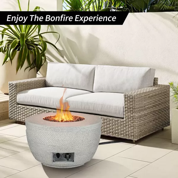 Kante Concrete Propane Fire Pit Table, 50,000 BTU Geometric Table with Tray Style Lid for Outside Patio Garden Decor, 25'' D X 18.5'' H Smokeless Gas Pit, Come Dust Covers, Charcoal 