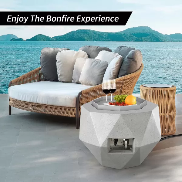 Kante Concrete Propane Fire Pit Table, 50,000 BTU Geometric Table with Tray Style Lid for Outside Patio Garden Decor, 25'' D X 18.5'' H Smokeless Gas Pit, Come Dust Covers, Charcoal 