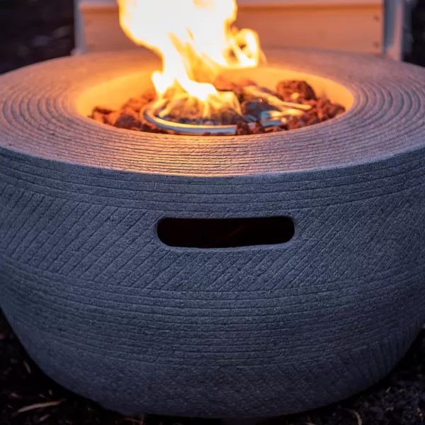 Kante Concrete Propane Fire Pit Table, 50,000 BTU Geometric Table with Tray Style Lid for Outside Patio Garden Decor, 25'' D X 18.5'' H Smokeless Gas Pit, Come Dust Covers, Charcoal 