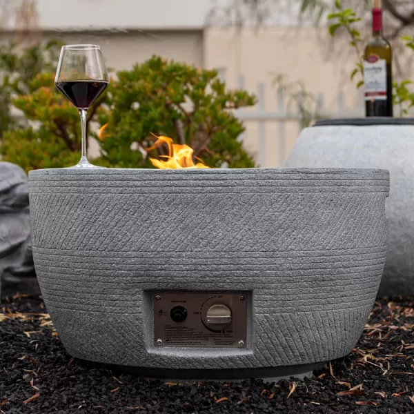 Kante Concrete Propane Fire Pit Table, 50,000 BTU Geometric Table with Tray Style Lid for Outside Patio Garden Decor, 25'' D X 18.5'' H Smokeless Gas Pit, Come Dust Covers, Charcoal 