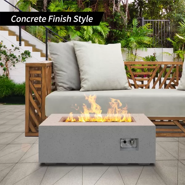 Kante Concrete Propane Fire Pit Table, 50,000 BTU Geometric Table with Tray Style Lid for Outside Patio Garden Decor, 25'' D X 18.5'' H Smokeless Gas Pit, Come Dust Covers, Charcoal 