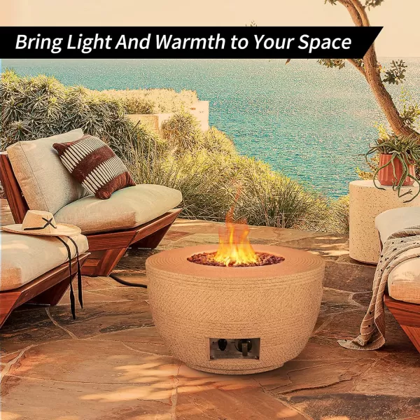 Kante Concrete Propane Fire Pit Table, 50,000 BTU Geometric Table with Tray Style Lid for Outside Patio Garden Decor, 25'' D X 18.5'' H Smokeless Gas Pit, Come Dust Covers, Charcoal 