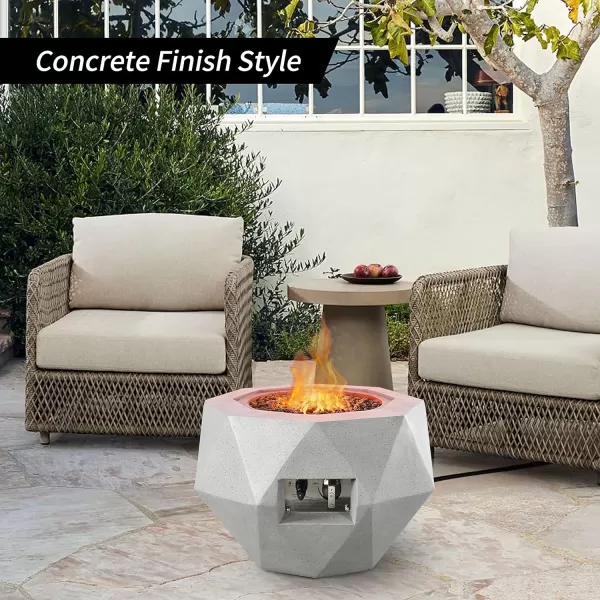 Kante Concrete Propane Fire Pit Table, 50,000 BTU Geometric Table with Tray Style Lid for Outside Patio Garden Decor, 25'' D X 18.5'' H Smokeless Gas Pit, Come Dust Covers, Charcoal 