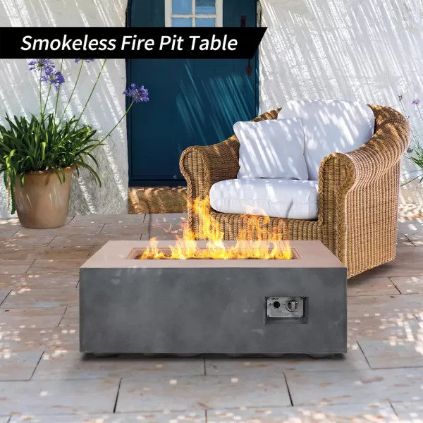 Kante Concrete Propane Fire Pit Table, 50,000 BTU Geometric Table with Tray Style Lid for Outside Patio Garden Decor, 25'' D X 18.5'' H Smokeless Gas Pit, Come Dust Covers, Charcoal 