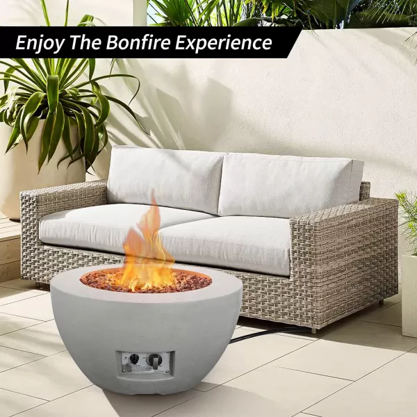 Kante Concrete Propane Fire Pit Table, 50,000 BTU Geometric Table with Tray Style Lid for Outside Patio Garden Decor, 25'' D X 18.5'' H Smokeless Gas Pit, Come Dust Covers, Charcoal 