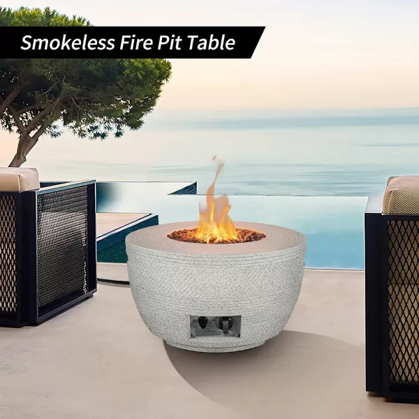 Kante Concrete Propane Fire Pit Table, 50,000 BTU Geometric Table with Tray Style Lid for Outside Patio Garden Decor, 25'' D X 18.5'' H Smokeless Gas Pit, Come Dust Covers, Charcoal 