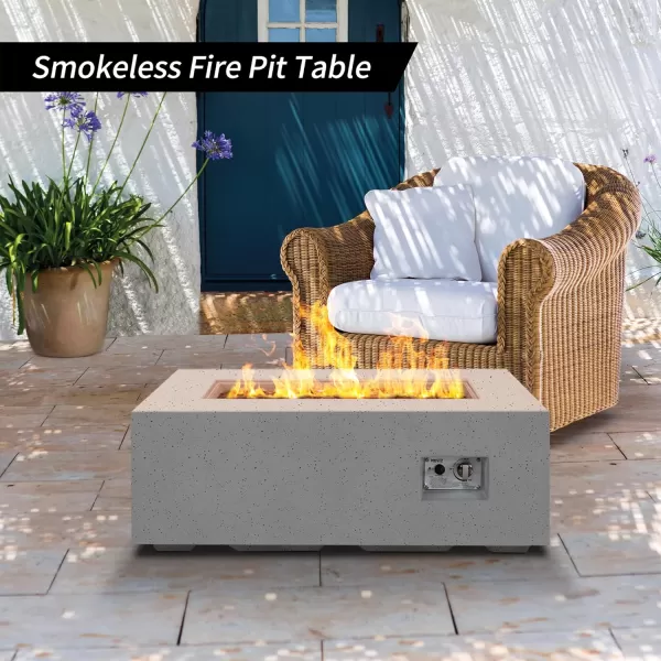 Kante Concrete Propane Fire Pit Table, 50,000 BTU Geometric Table with Tray Style Lid for Outside Patio Garden Decor, 25'' D X 18.5'' H Smokeless Gas Pit, Come Dust Covers, Charcoal 