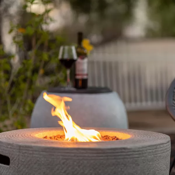 Kante Concrete Propane Fire Pit Table, 50,000 BTU Geometric Table with Tray Style Lid for Outside Patio Garden Decor, 25'' D X 18.5'' H Smokeless Gas Pit, Come Dust Covers, Charcoal 