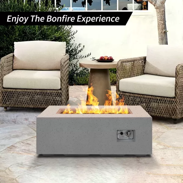 Kante Concrete Propane Fire Pit Table, 50,000 BTU Geometric Table with Tray Style Lid for Outside Patio Garden Decor, 25'' D X 18.5'' H Smokeless Gas Pit, Come Dust Covers, Charcoal 