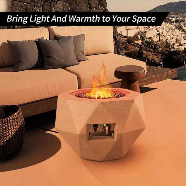 Kante Concrete Propane Fire Pit Table, 50,000 BTU Geometric Table with Tray Style Lid for Outside Patio Garden Decor, 25'' D X 18.5'' H Smokeless Gas Pit, Come Dust Covers, Charcoal 