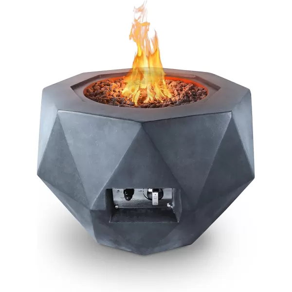 Kante Concrete Propane Fire Pit Table, 50,000 BTU Geometric Table with Tray Style Lid for Outside Patio Garden Decor, 25'' D X 18.5'' H Smokeless Gas Pit, Come Dust Covers, Charcoal 
