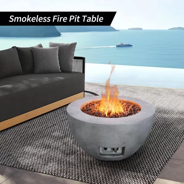 Kante Concrete Propane Fire Pit Table, 50,000 BTU Geometric Table with Tray Style Lid for Outside Patio Garden Decor, 25'' D X 18.5'' H Smokeless Gas Pit, Come Dust Covers, Charcoal 