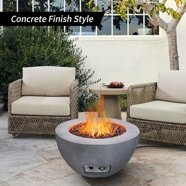 Kante Concrete Propane Fire Pit Table, 50,000 BTU Geometric Table with Tray Style Lid for Outside Patio Garden Decor, 25'' D X 18.5'' H Smokeless Gas Pit, Come Dust Covers, Charcoal 