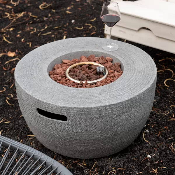 Kante Concrete Propane Fire Pit Table, 50,000 BTU Geometric Table with Tray Style Lid for Outside Patio Garden Decor, 25'' D X 18.5'' H Smokeless Gas Pit, Come Dust Covers, Charcoal 