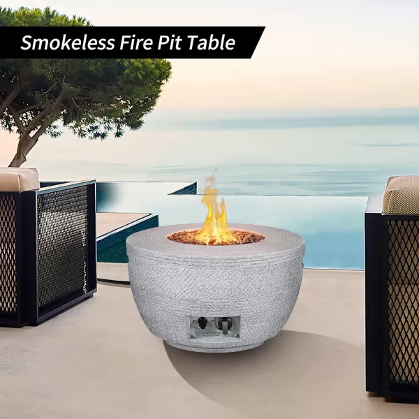 Kante Concrete Propane Fire Pit Table, 50,000 BTU Geometric Table with Tray Style Lid for Outside Patio Garden Decor, 25'' D X 18.5'' H Smokeless Gas Pit, Come Dust Covers, Charcoal 