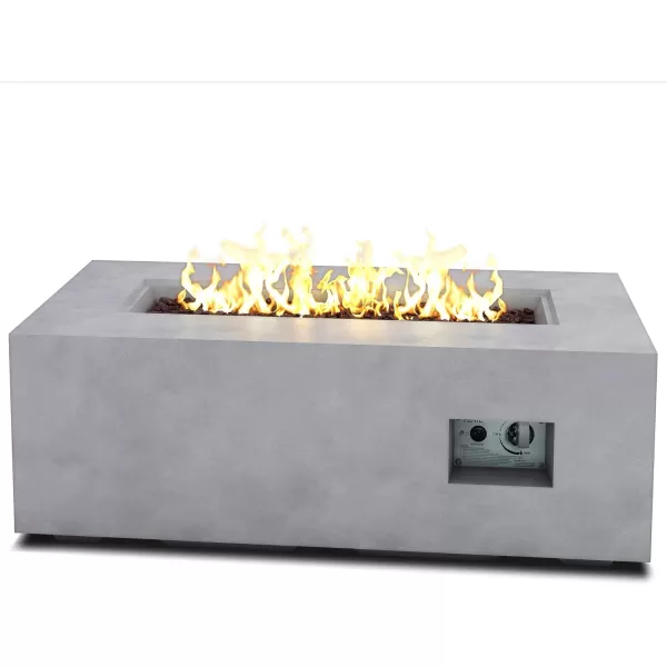 Kante Concrete Propane Fire Pit Table, 50,000 BTU Geometric Table with Tray Style Lid for Outside Patio Garden Decor, 25'' D X 18.5'' H Smokeless Gas Pit, Come Dust Covers, Charcoal 