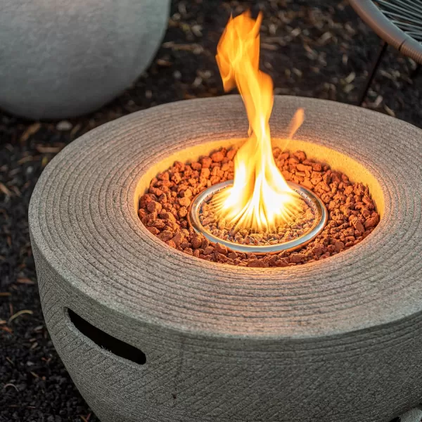 Kante Concrete Propane Fire Pit Table, 50,000 BTU Geometric Table with Tray Style Lid for Outside Patio Garden Decor, 25'' D X 18.5'' H Smokeless Gas Pit, Come Dust Covers, Charcoal 