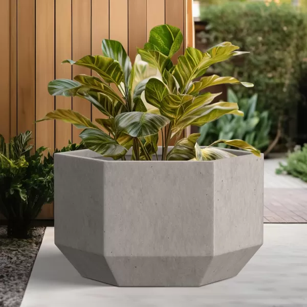 Kante Large Hexagon Concrete Planter, 11.8 Inch Tall Large Plant Pot with Drainage Hole and Rubber Plug for Outdoor Indoor Home Patio Garden White