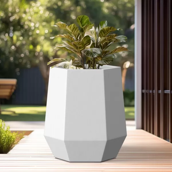 Kante Large Hexagon Concrete Planter, 11.8 Inch Tall Large Plant Pot with Drainage Hole and Rubber Plug for Outdoor Indoor Home Patio Garden White