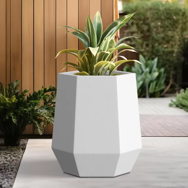 Kante Large Hexagon Concrete Planter, 11.8 Inch Tall Large Plant Pot with Drainage Hole and Rubber Plug for Outdoor Indoor Home Patio Garden White