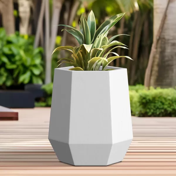 Kante Large Hexagon Concrete Planter, 11.8 Inch Tall Large Plant Pot with Drainage Hole and Rubber Plug for Outdoor Indoor Home Patio Garden White