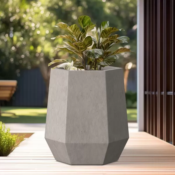 Kante Large Hexagon Concrete Planter, 11.8 Inch Tall Large Plant Pot with Drainage Hole and Rubber Plug for Outdoor Indoor Home Patio Garden White