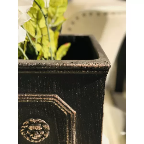 Kante Square Lion Head Concrete Planter, Classic English Style Plant Pot with Drainage Hole and Rubber Plug for Indoor Outdoor Garden Patio Home, 12.6"x12.6"x12.6" Oil Rubbed Bronze