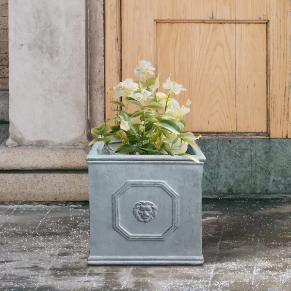 Kante Square Lion Head Concrete Planter, Classic English Style Plant Pot with Drainage Hole and Rubber Plug for Indoor Outdoor Garden Patio Home, 12.6"x12.6"x12.6" Oil Rubbed Bronze