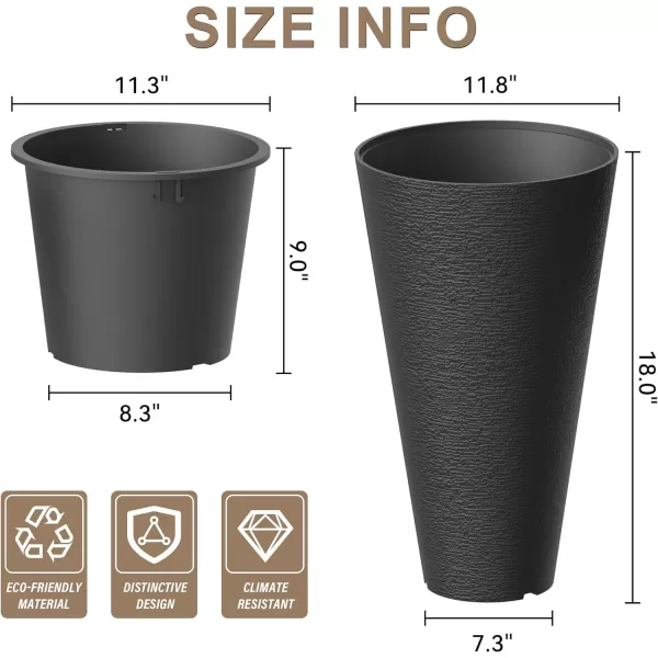 Kante Tall Round Planter Set of 2, 29" H Large Decorative Planter Pots for Outdoor Indoor Garden Patio Front Porch 