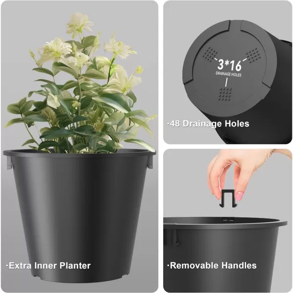 Kante Tall Round Planter Set of 2, 29" H Large Decorative Planter Pots for Outdoor Indoor Garden Patio Front Porch 