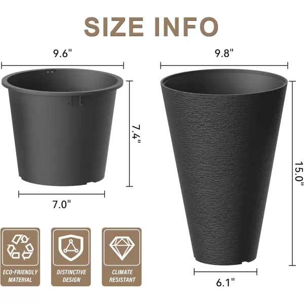 Kante Tall Round Planter Set of 2, 29" H Large Decorative Planter Pots for Outdoor Indoor Garden Patio Front Porch 
