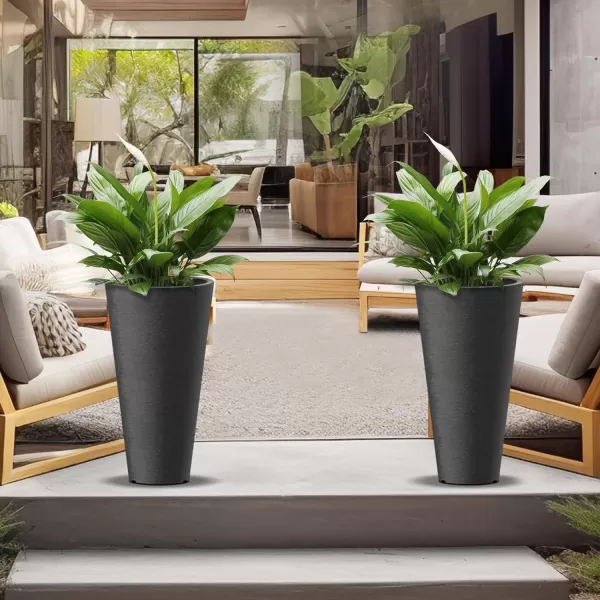 Kante Tall Round Planter Set of 2, 29" H Large Decorative Planter Pots for Outdoor Indoor Garden Patio Front Porch 