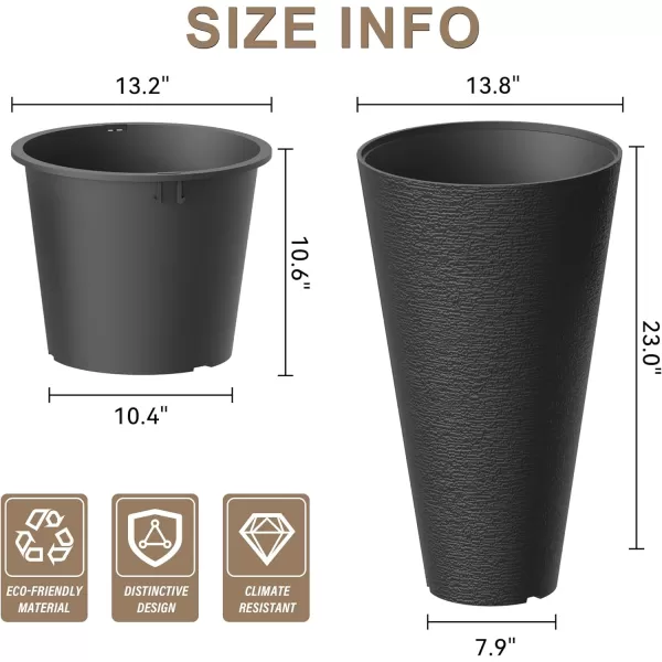 Kante Tall Round Planter Set of 2, 29" H Large Decorative Planter Pots for Outdoor Indoor Garden Patio Front Porch 