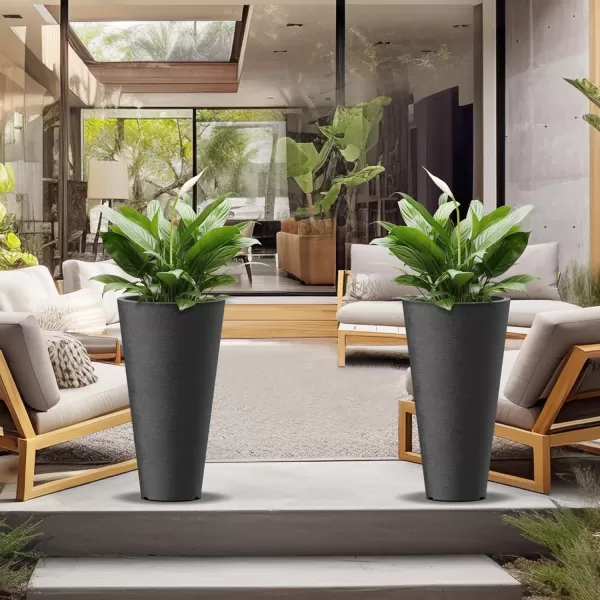 Kante Tall Round Planter Set of 2, 29" H Large Decorative Planter Pots for Outdoor Indoor Garden Patio Front Porch 