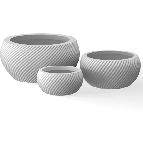 Kante 11.0" 14.9" and 19.6" Dia Round Concrete Planter , Outdoor Indoor Garden Pots for Plant with Draiange Hole and Rubber Plug Weathered Concrete