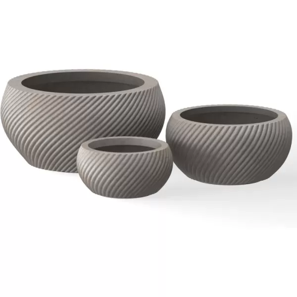 Kante 11.0" 14.9" and 19.6" Dia Round Concrete Planter , Outdoor Indoor Garden Pots for Plant with Draiange Hole and Rubber Plug Weathered Concrete