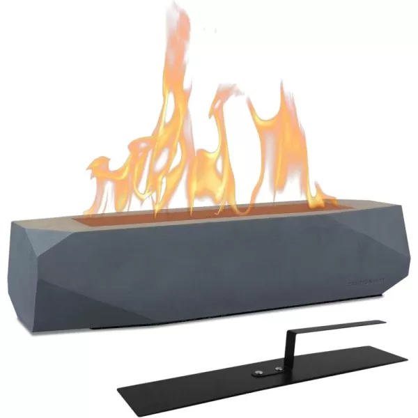 Kante 11.8" L Rectangle Tabletop Fire Pit, Concrete Table Top Fireplace, Portable Rubbing Alcohol Fire Bowl for Indoor Outdoor, Light Gray Rectangular