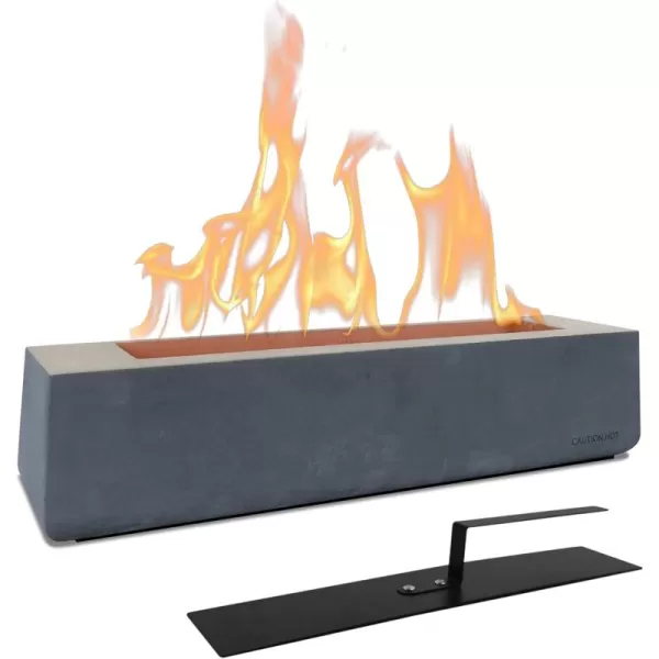 Kante 11.8" L Rectangle Tabletop Fire Pit, Concrete Table Top Fireplace, Portable Rubbing Alcohol Fire Bowl for Indoor Outdoor, Light Gray Rectangular